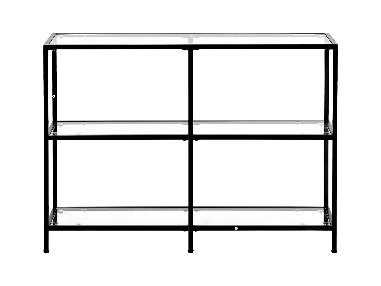 Table Console en Verre SucceBuy 3 Niveaux, Rectangulaire Moderne, Bout de Canapé avec Plateau en Verre Trempé, Pieds en Fer et Dispositif Anti-basculement, Noir