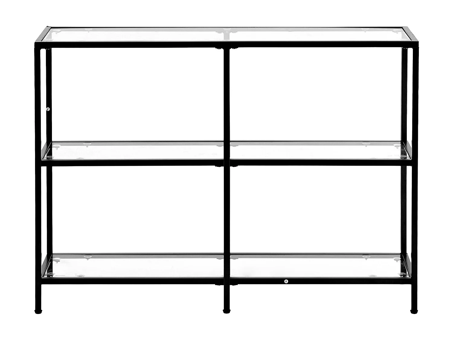 Tavolino da Salotto in Vetro SucceBuy a 3 Livelli, Tavolino da Divano con Piano in Vetro Temperato, Gambe in Ferro e Dispositivo Anti-ribaltamento, Nero