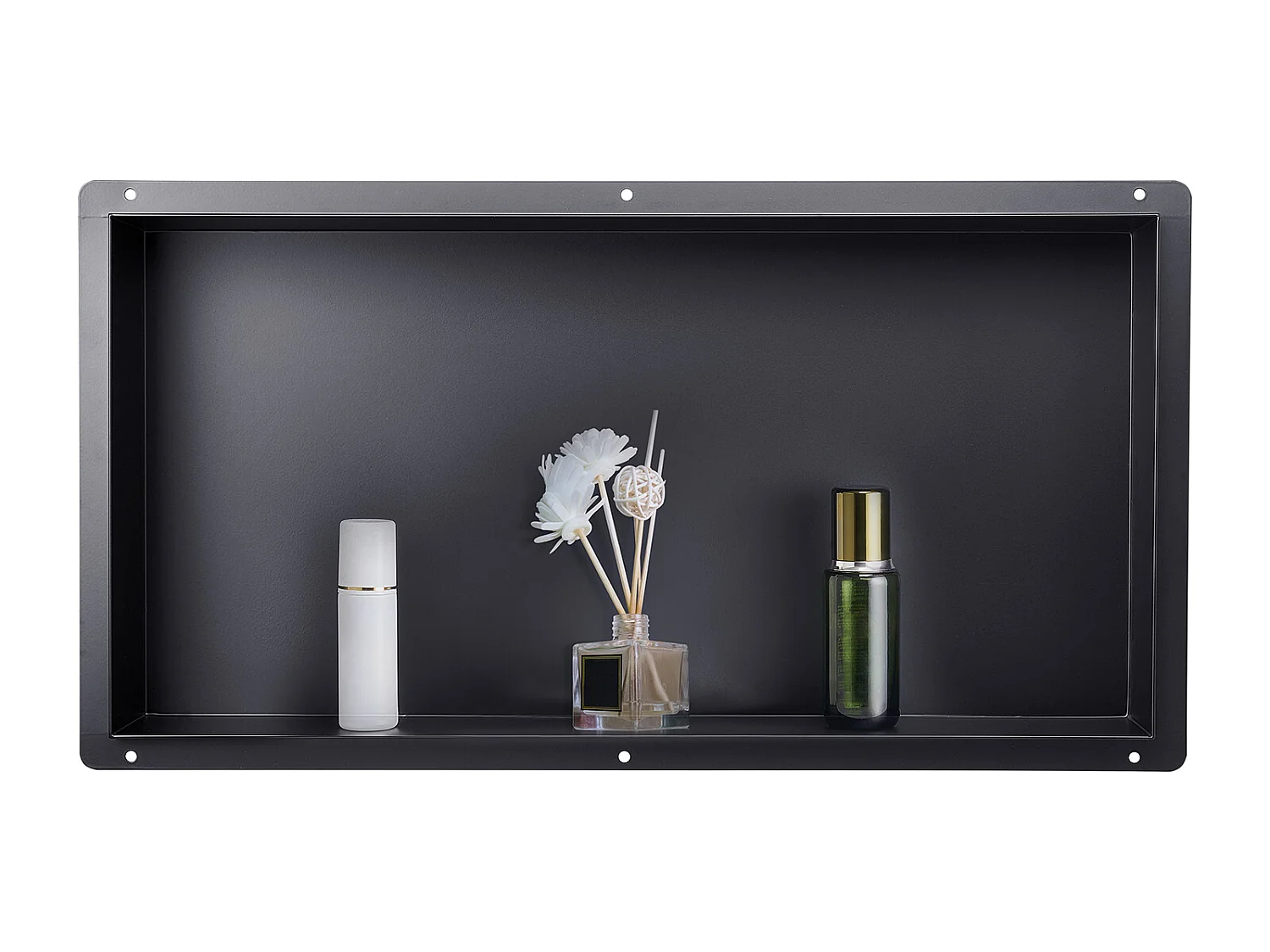 Niche Douche Encastrable SucceBuy,10,2x33x63,5 cm, Niche Murale Acier Inoxydable sans Cadre, Étagère Salle de Bain Étanche, Facile à Nettoyer, Noir