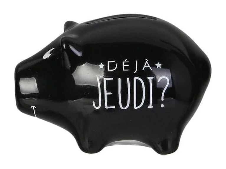 6 mini tirelires cochon semainier en céramique noire et blanche