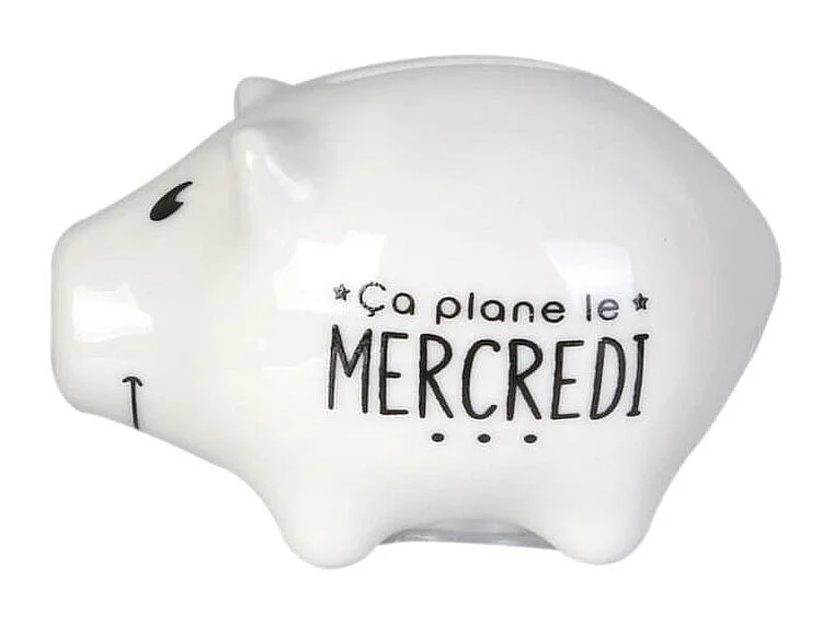 6 mini tirelires cochon semainier en céramique noire et blanche