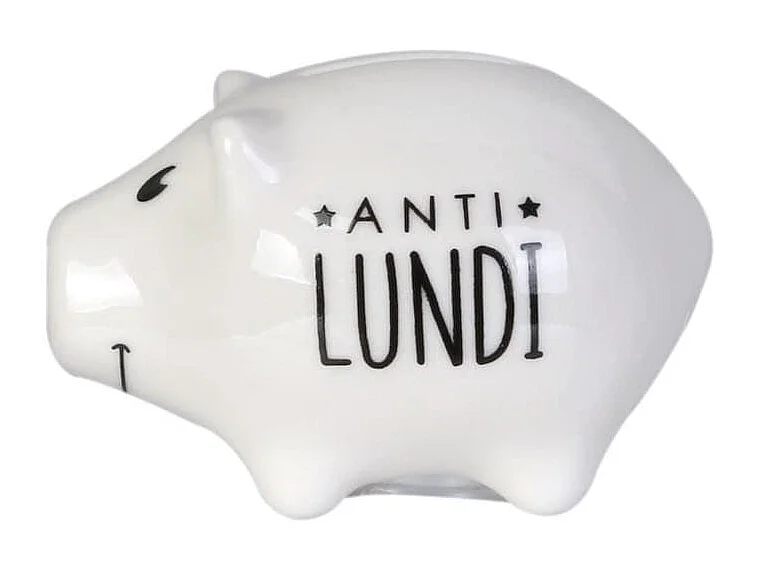 6 mini tirelires cochon semainier en céramique noire et blanche