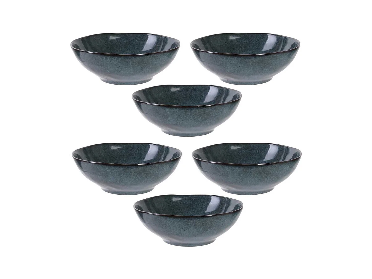 Set de 6 bols 80cl en céramique au grés du temps bleu - GALET
