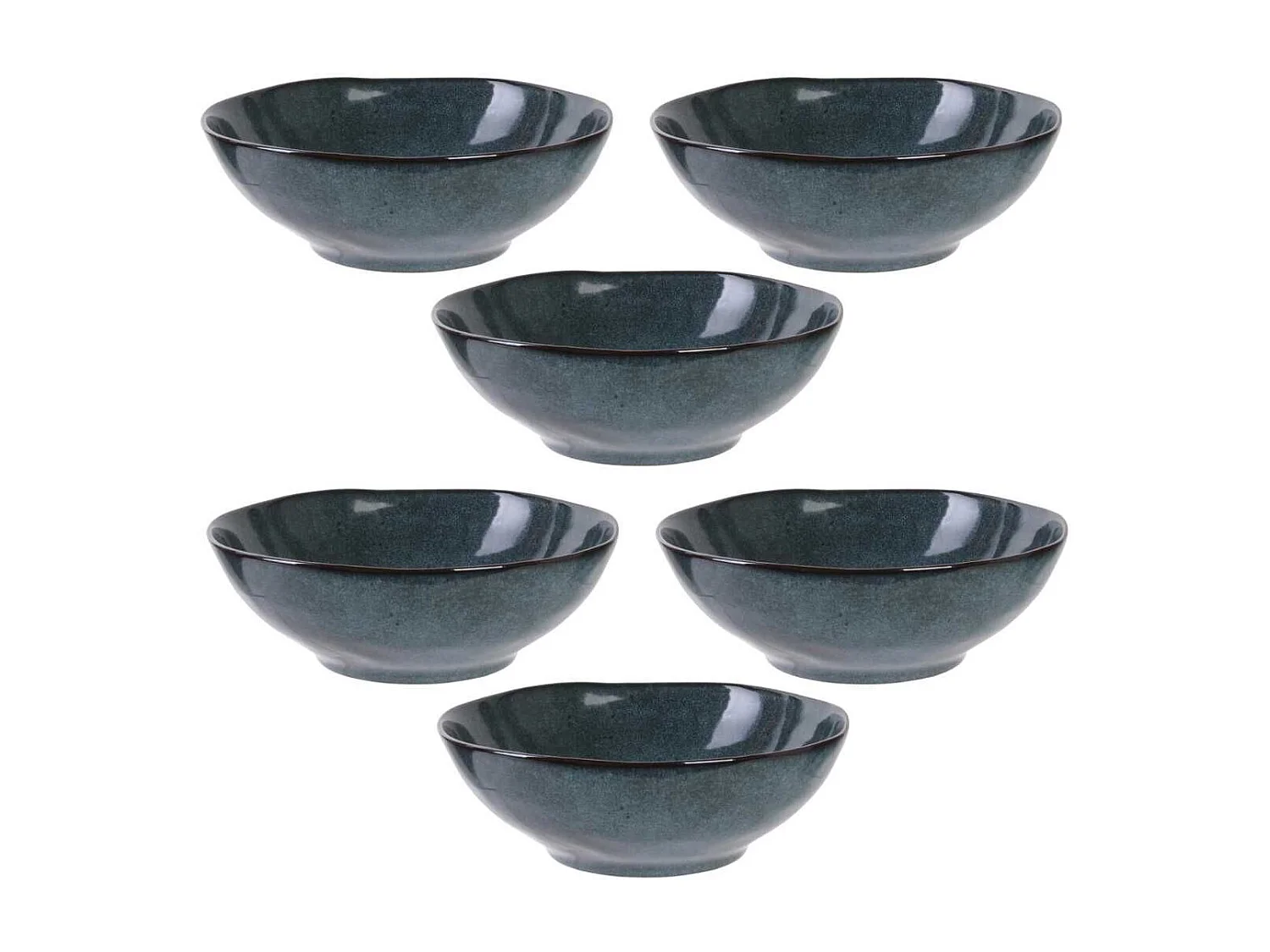 Set de 6 bols 80cl en céramique au grés du temps bleu - GALET