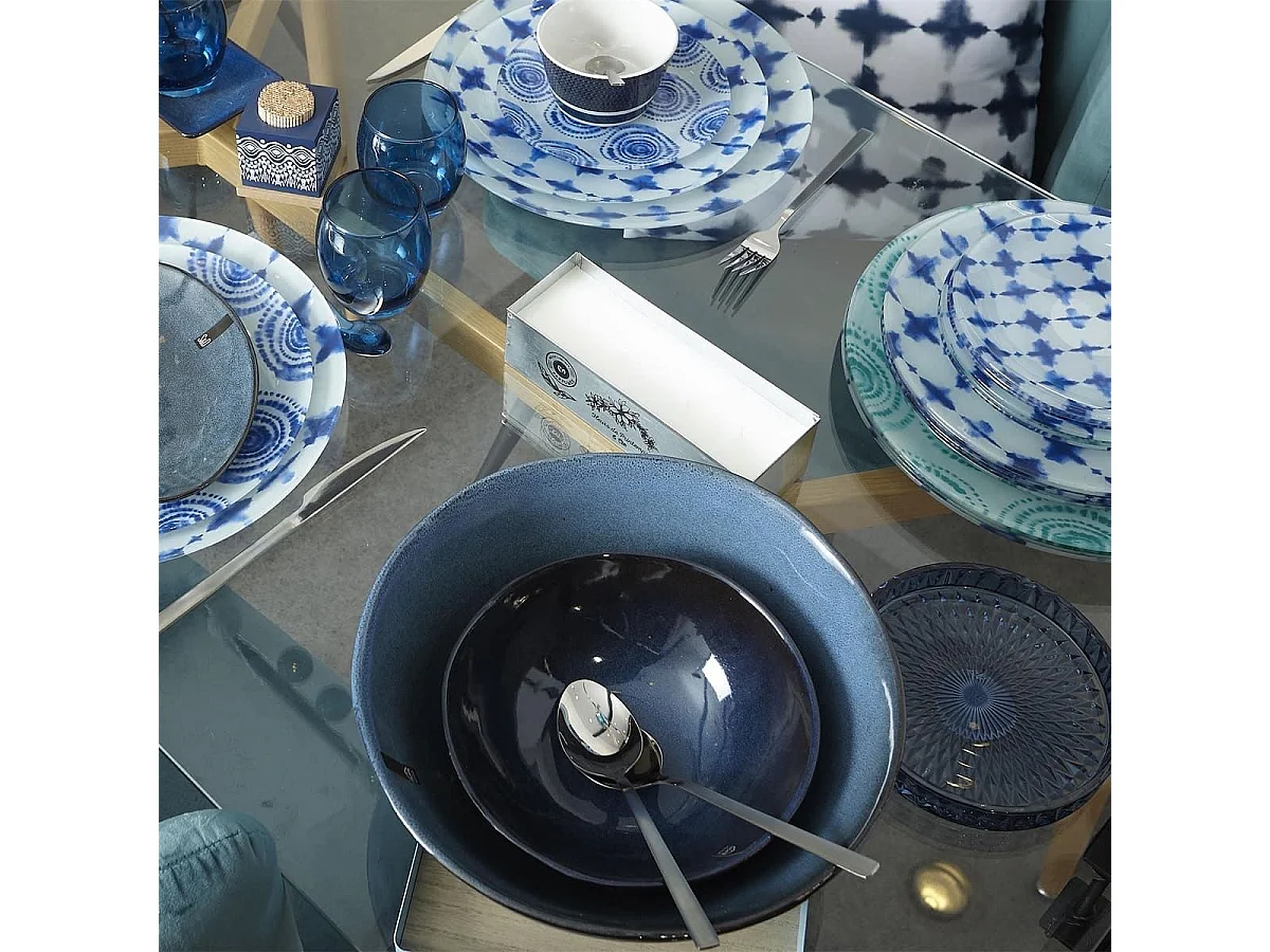 Set de 6 bols 80cl en céramique au grés du temps bleu - GALET