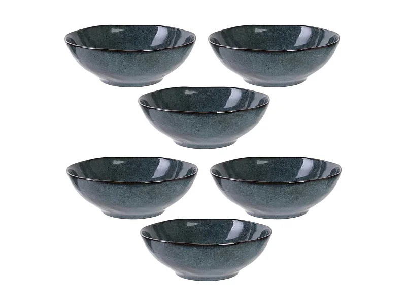 Set de 6 bols 80cl en céramique au grés du temps bleu - GALET