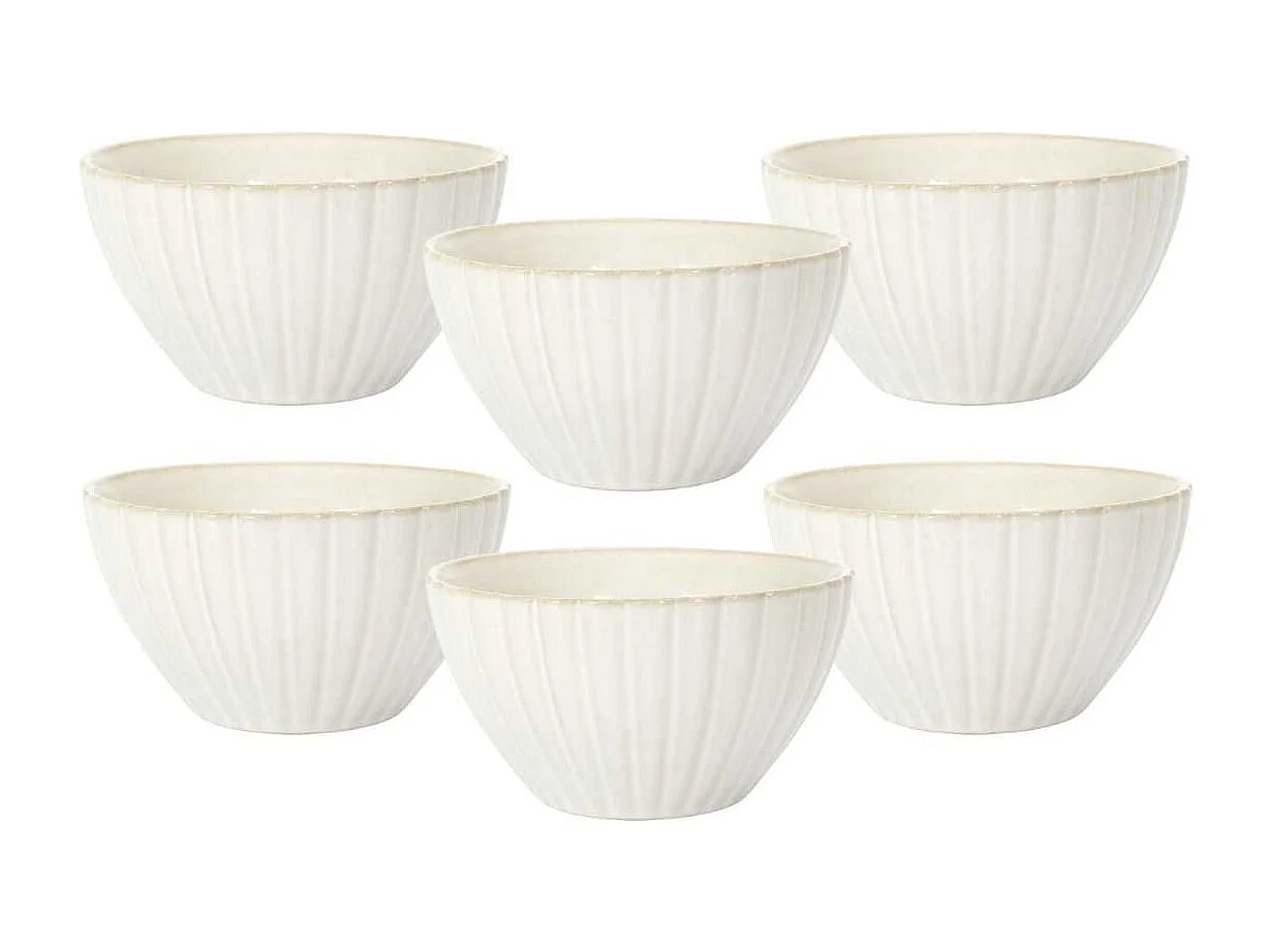 Set de 6 bols beiges en céramique (Ø11cm) - SHELLY