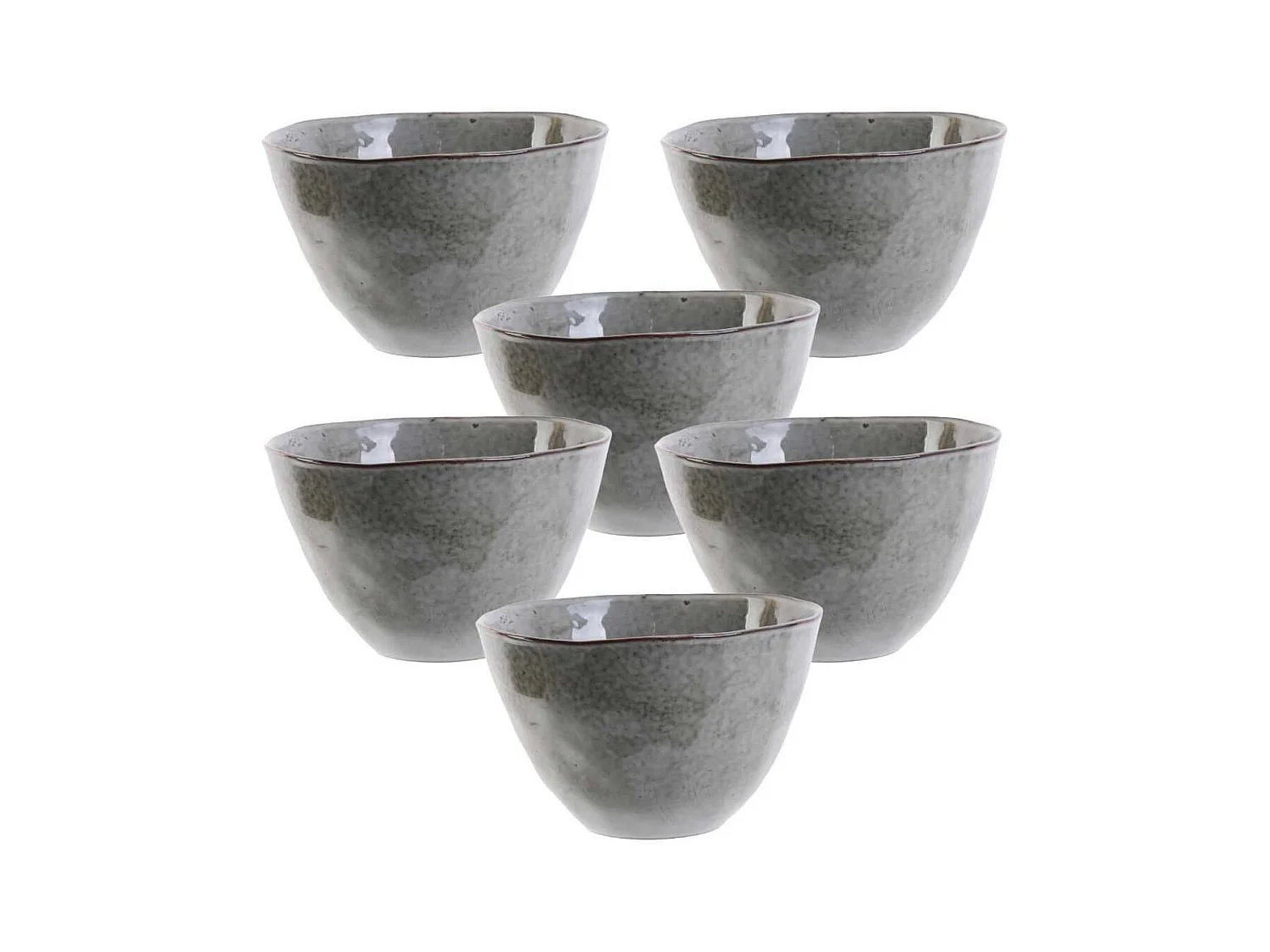 Set de 6 bols 55cl en céramique au grés du temps gris - GALET