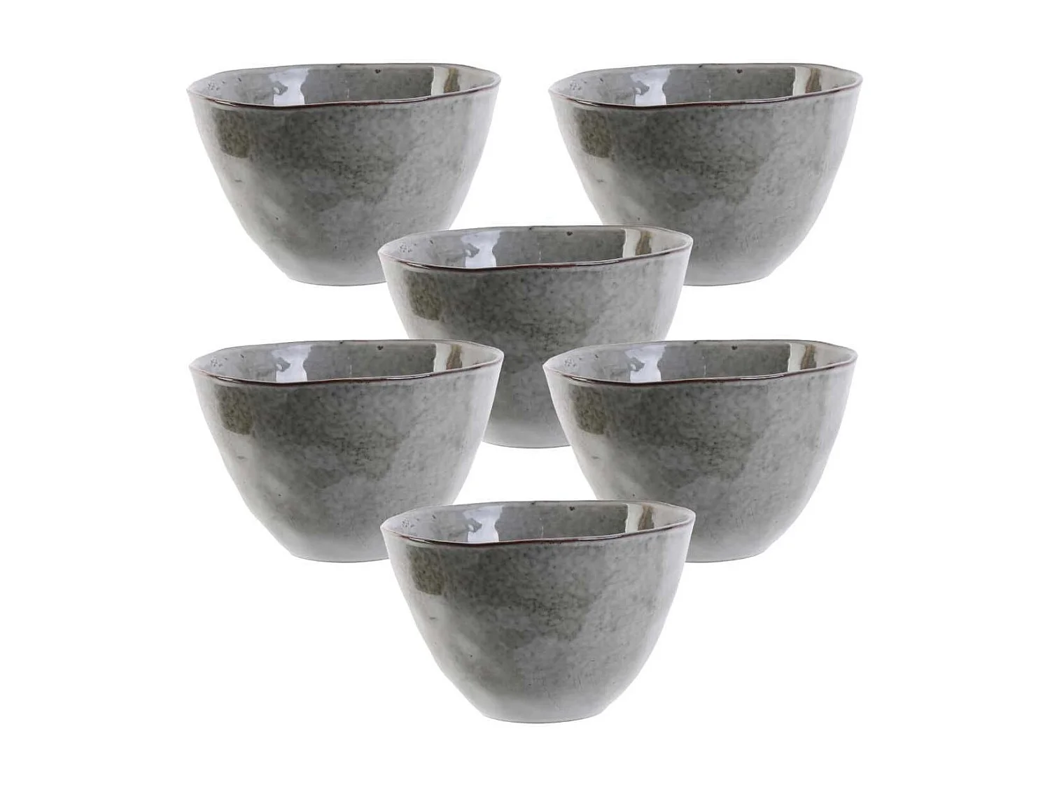 Set de 6 bols 55cl en céramique au grés du temps gris - GALET