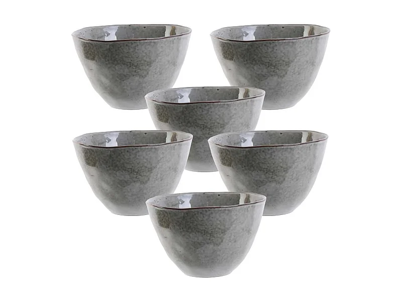 Set de 6 bols 55cl en céramique au grés du temps gris - GALET