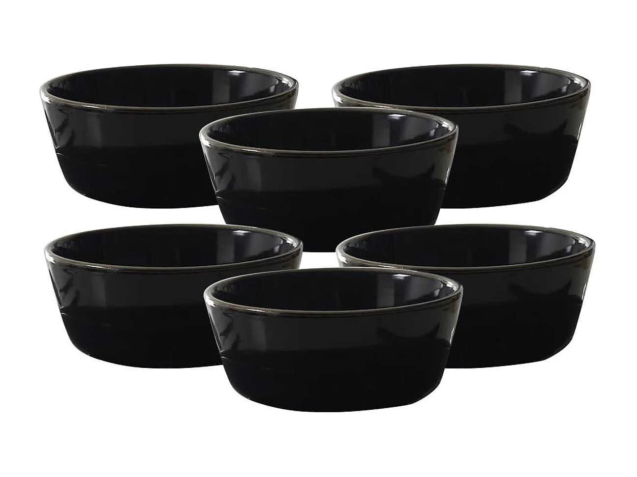 Set de 6 bols noires en céramique avec liseré doré (Ø14 cm) - EBENE