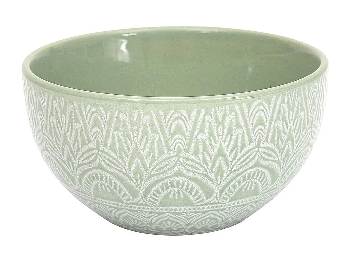 Set de 6 bols en céramique vert motif mandala (65cl) - AKKA