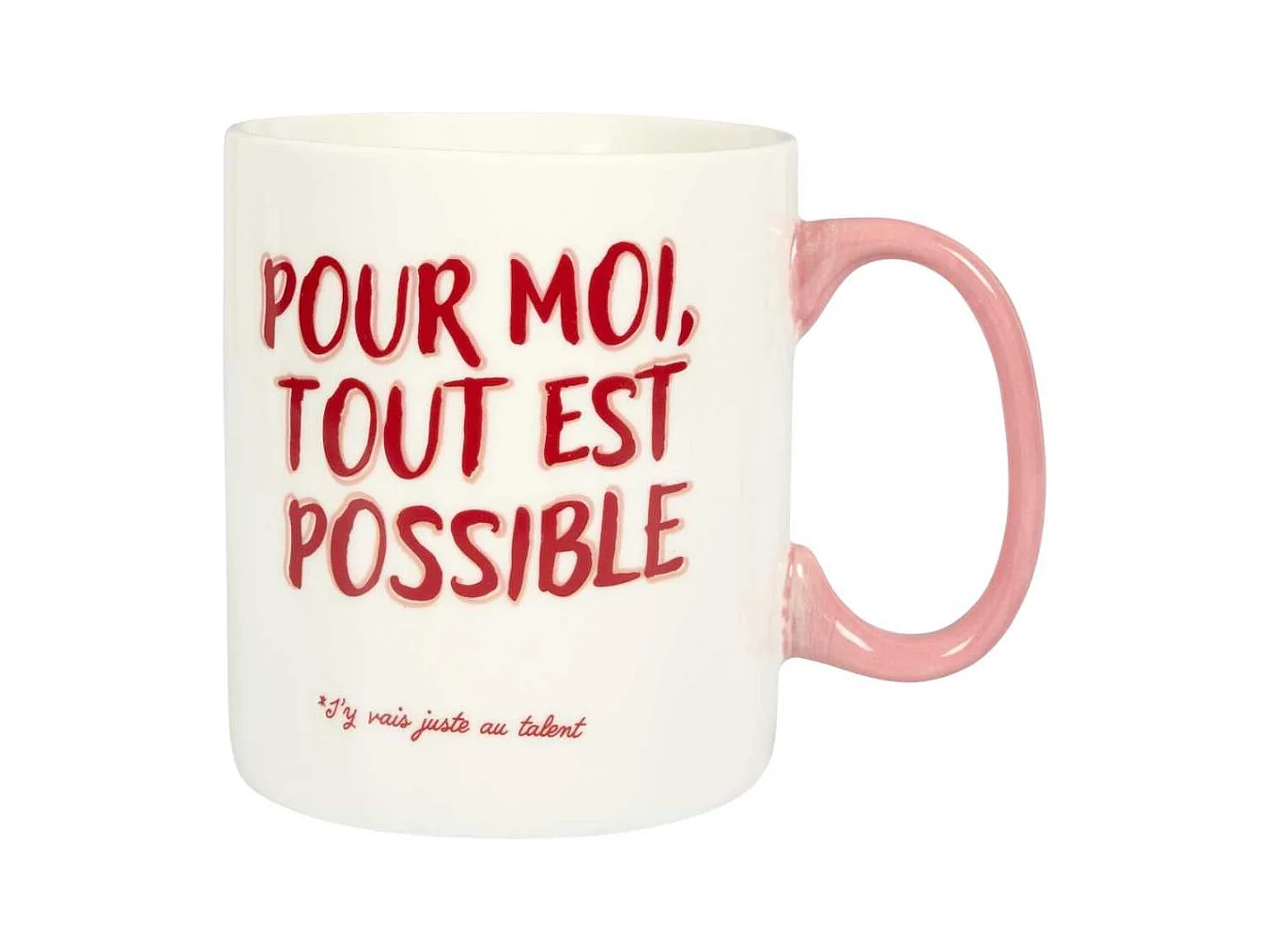 Mug XXL 70 cl en céramique blanc et rose avec message esprit Girl Power