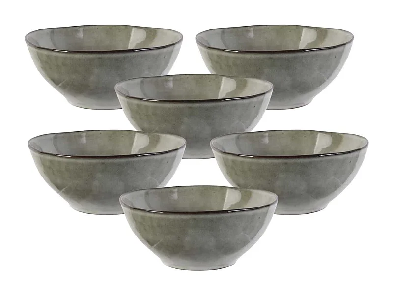 Set de 6 bols 35cl en céramique au grés du temps gris - GALET