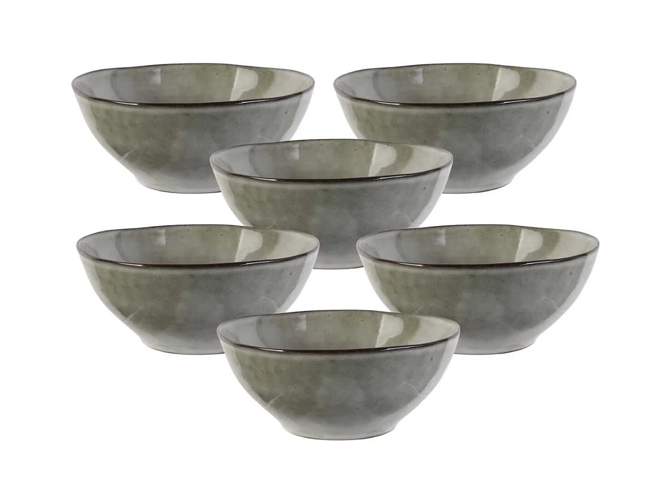 Set de 6 bols 35cl en céramique au grés du temps gris - GALET