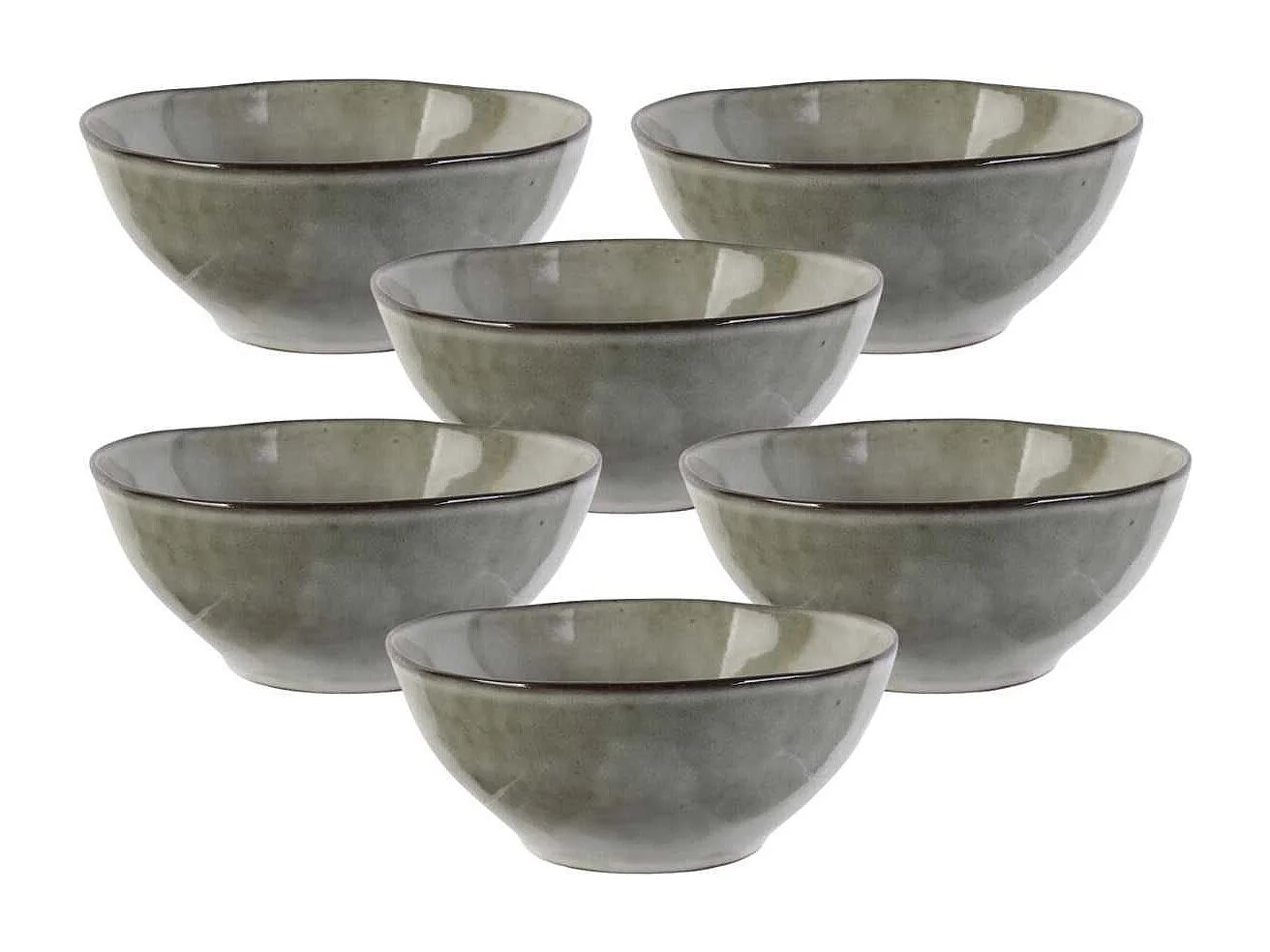 Set de 6 bols 35cl en céramique au grés du temps gris - GALET