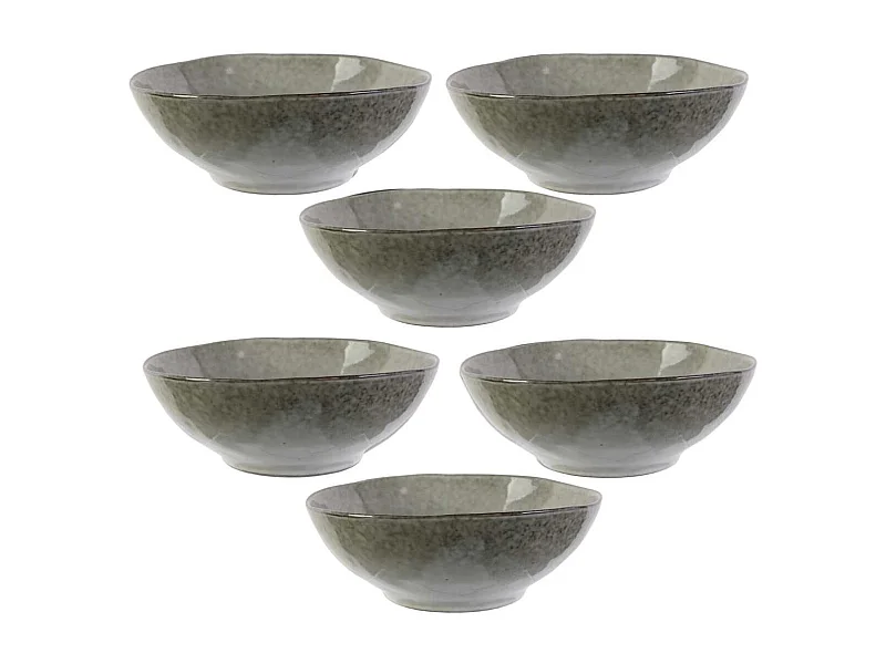 Set de 6 bols 80cl en céramique au grés du temps gris - GALET