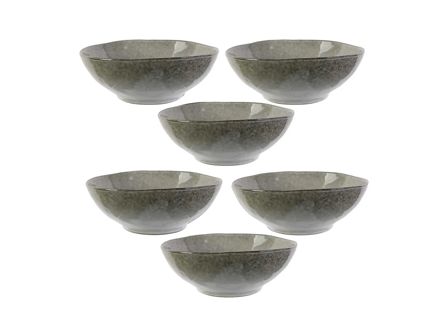 Set de 6 bols 80cl en céramique au grés du temps gris - GALET