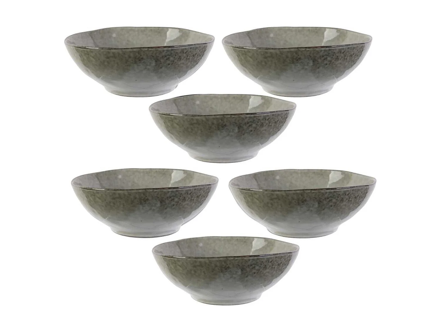 Set de 6 bols 80cl en céramique au grés du temps gris - GALET