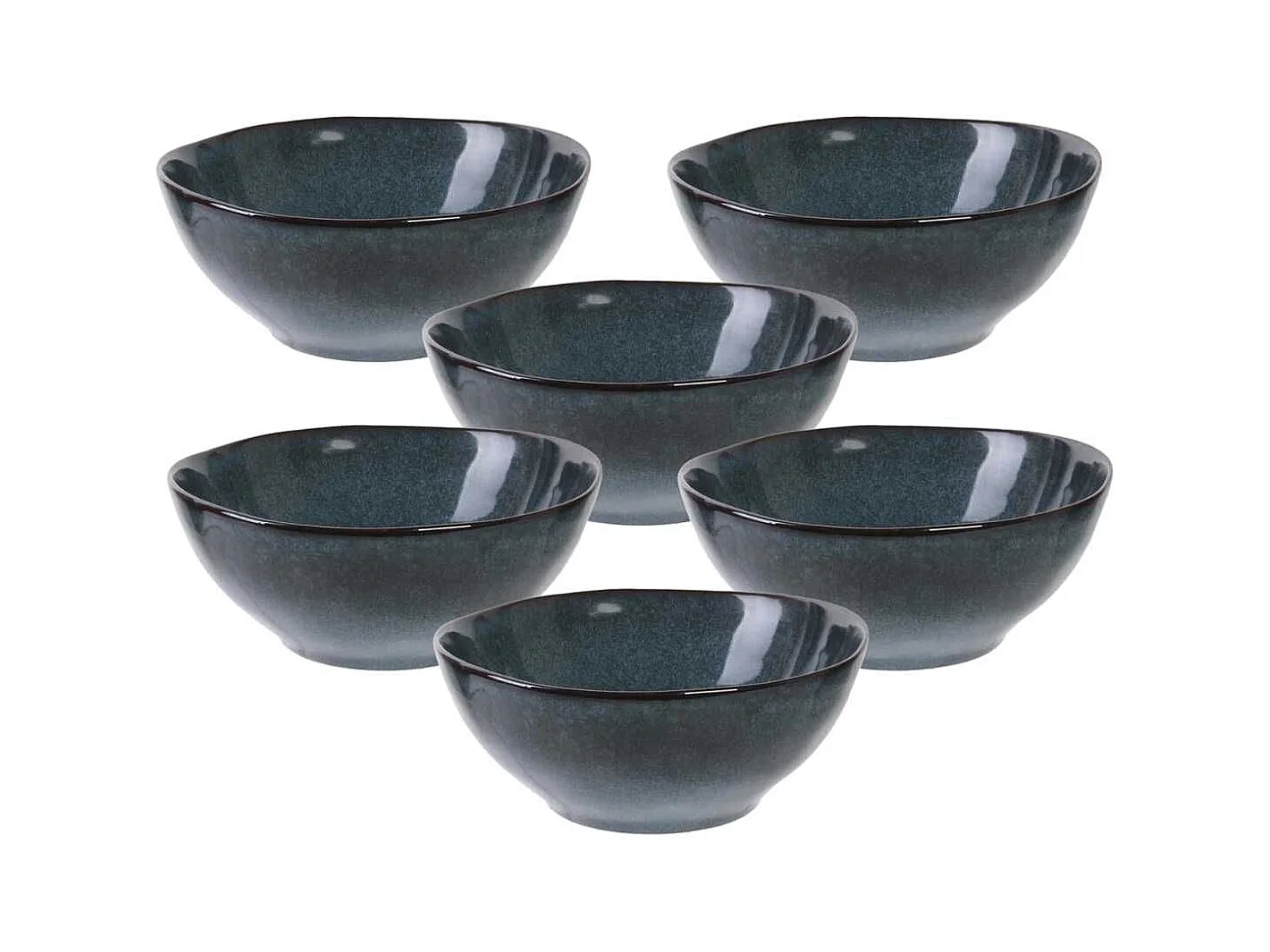 Set de 6 bols 35cl en céramique au grés du temps bleu - GALET