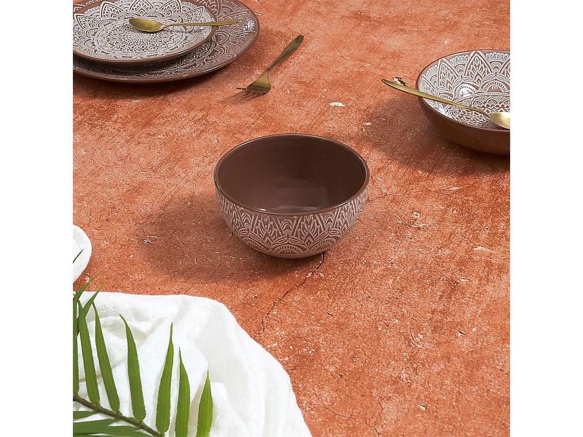 Set de 6 bols en céramique terracotta motif mandala (65cl) - AKKA