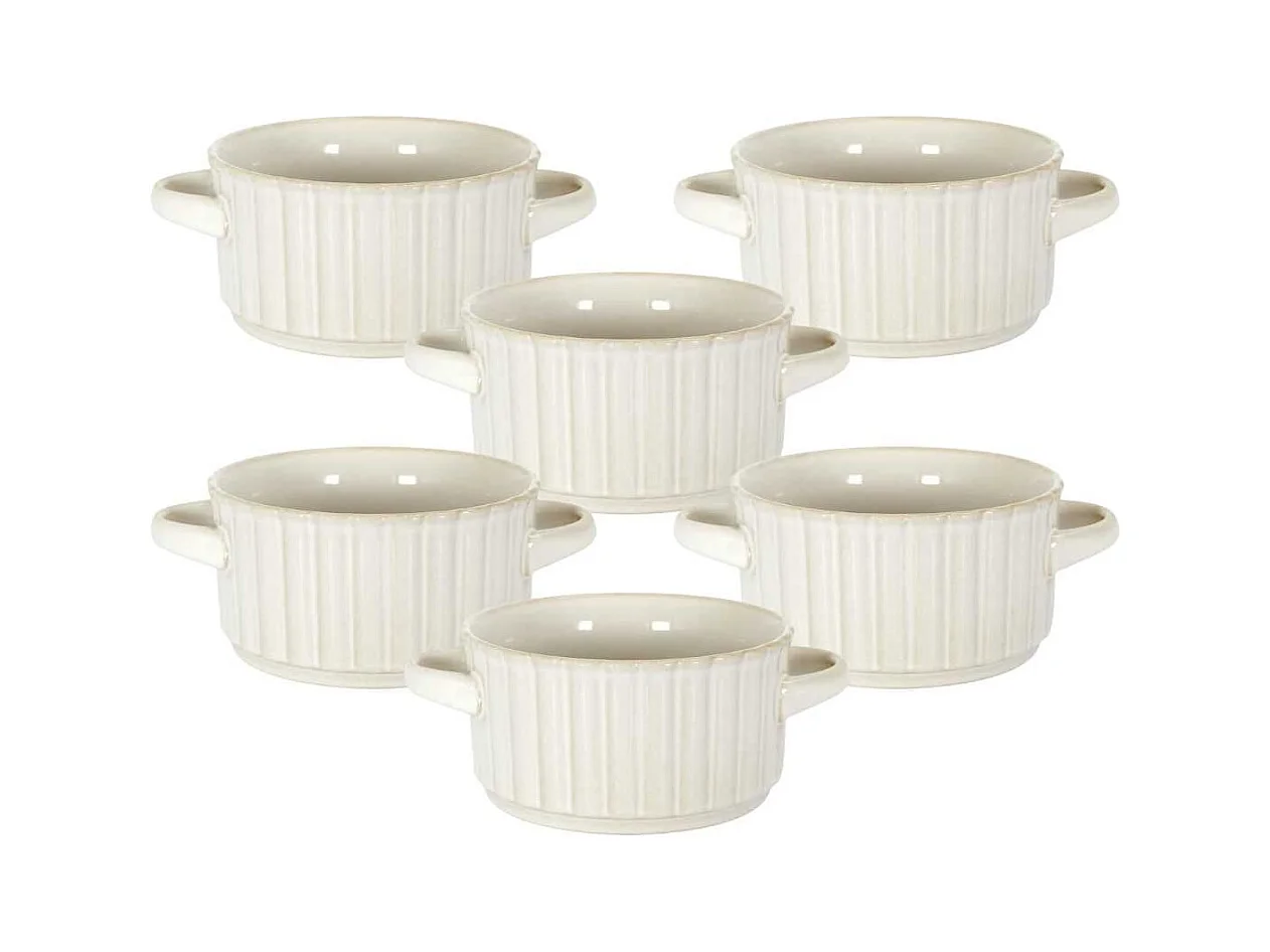 Set de 6 bols à soupe beiges en céramique (Ø13,5cm) - SHELLY