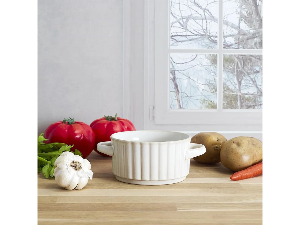 Set de 6 bols à soupe beiges en céramique (Ø13,5cm) - SHELLY