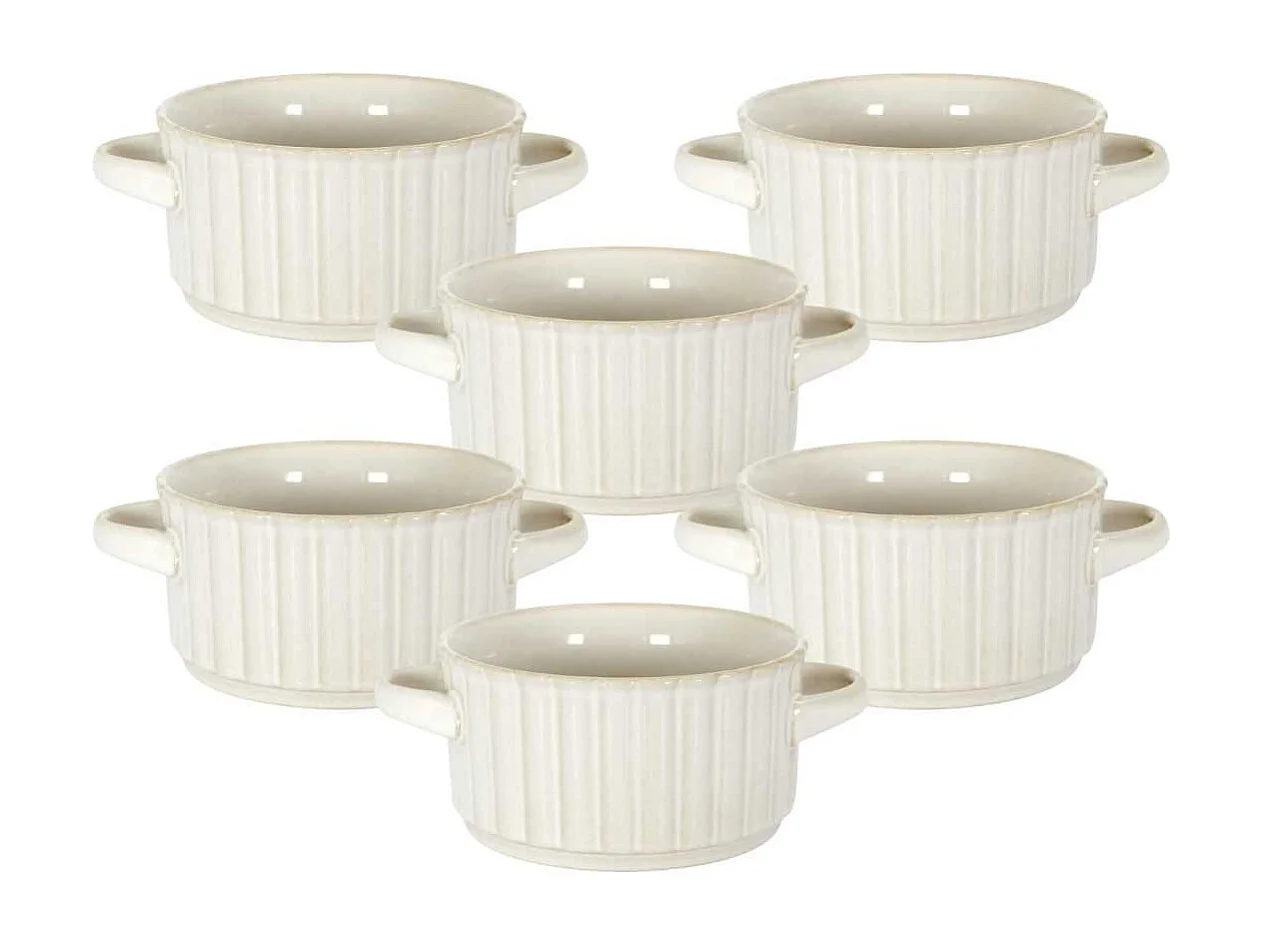 Set de 6 bols à soupe beiges en céramique (Ø13,5cm) - SHELLY