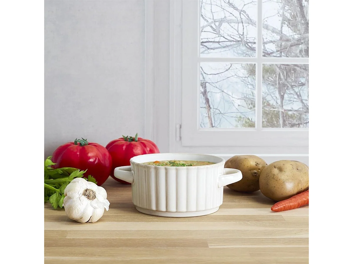 Set de 6 bols à soupe beiges en céramique (Ø13,5cm) - SHELLY