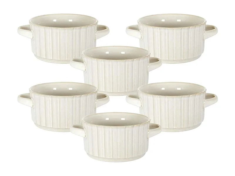 Set de 6 bols à soupe beiges en céramique (Ø13,5cm) - SHELLY