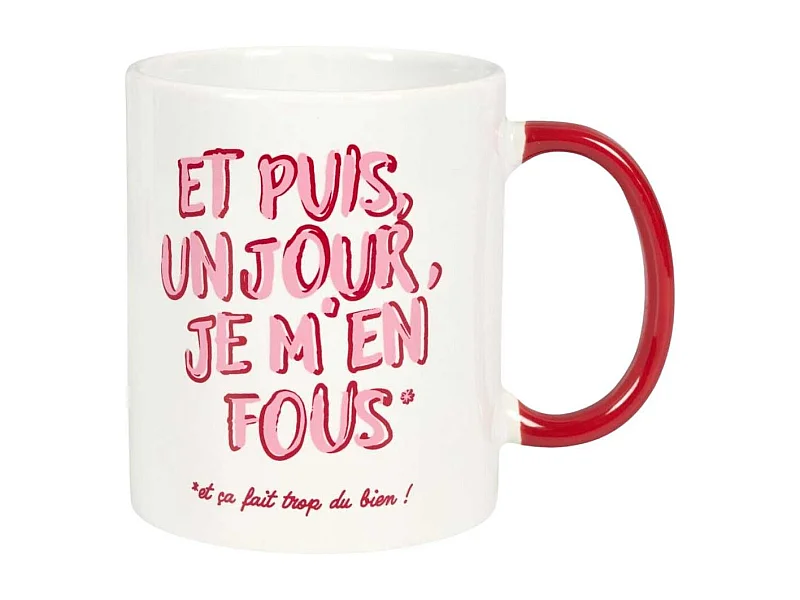 Mug 30 cl en céramique blanc et rose avec message esprit Girl Power