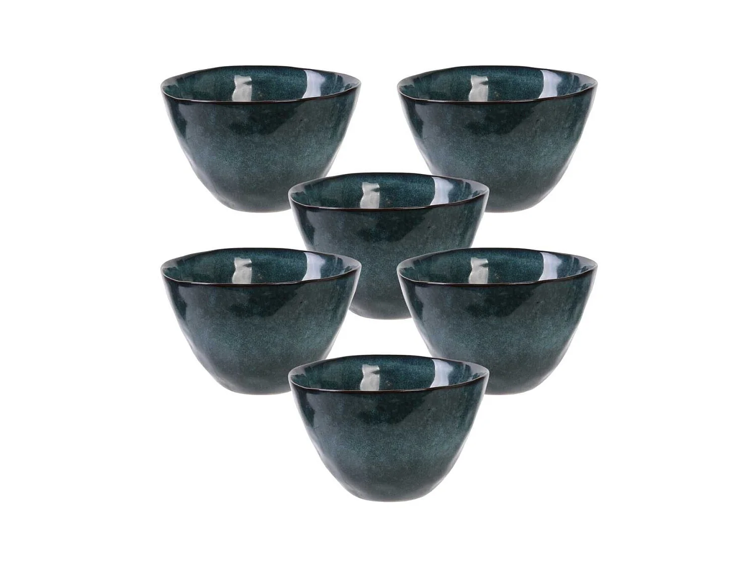 Set de 6 bols 55cl en céramique au grés du temps bleu - GALET