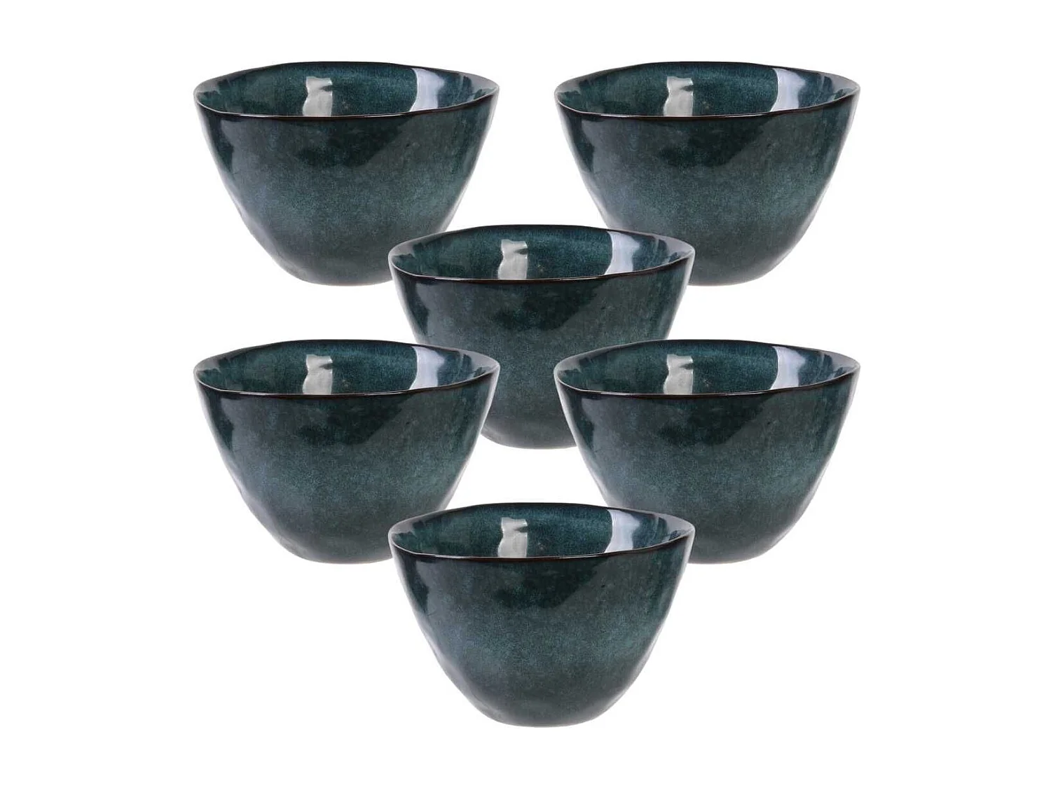 Set de 6 bols 55cl en céramique au grés du temps bleu - GALET