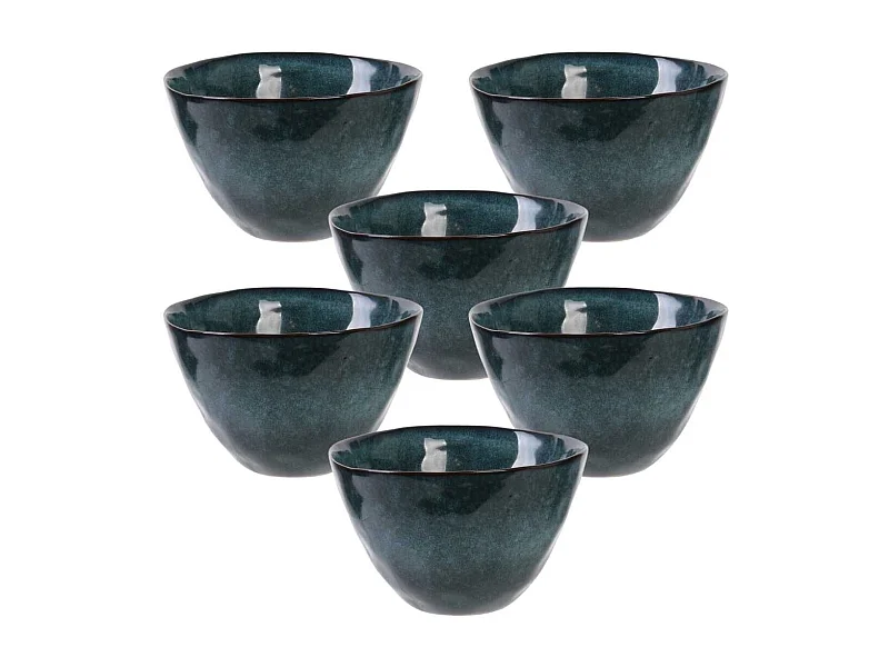 Set de 6 bols 55cl en céramique au grés du temps bleu - GALET