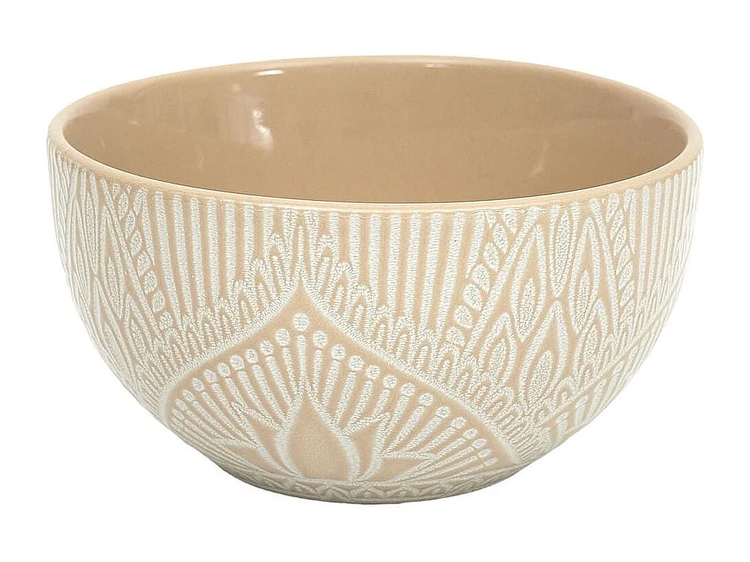 Set de 6 bols en céramique beige motif mandala (65cl) - AKKA
