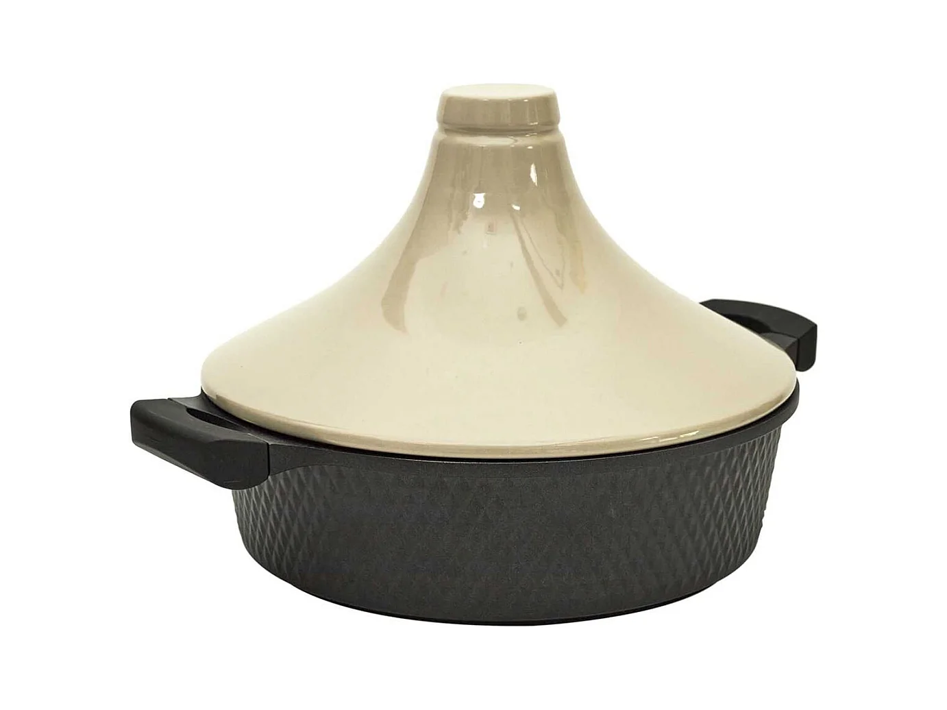 Plat à Tajine en Fonte d'Aluminium et Céramique Bicolore avec Poignées - HADIL