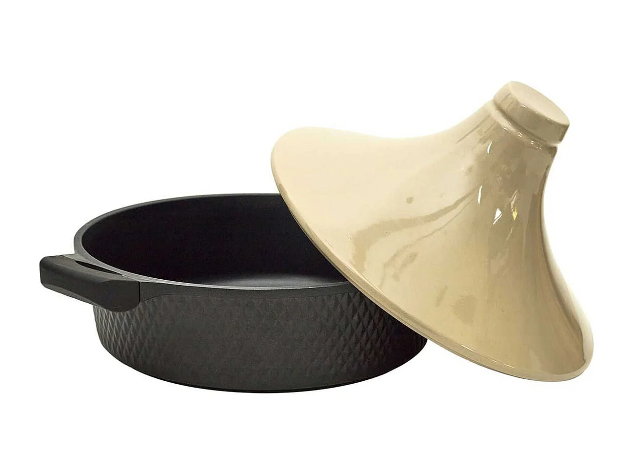 Plat à Tajine en Fonte d'Aluminium et Céramique Bicolore avec Poignées - HADIL