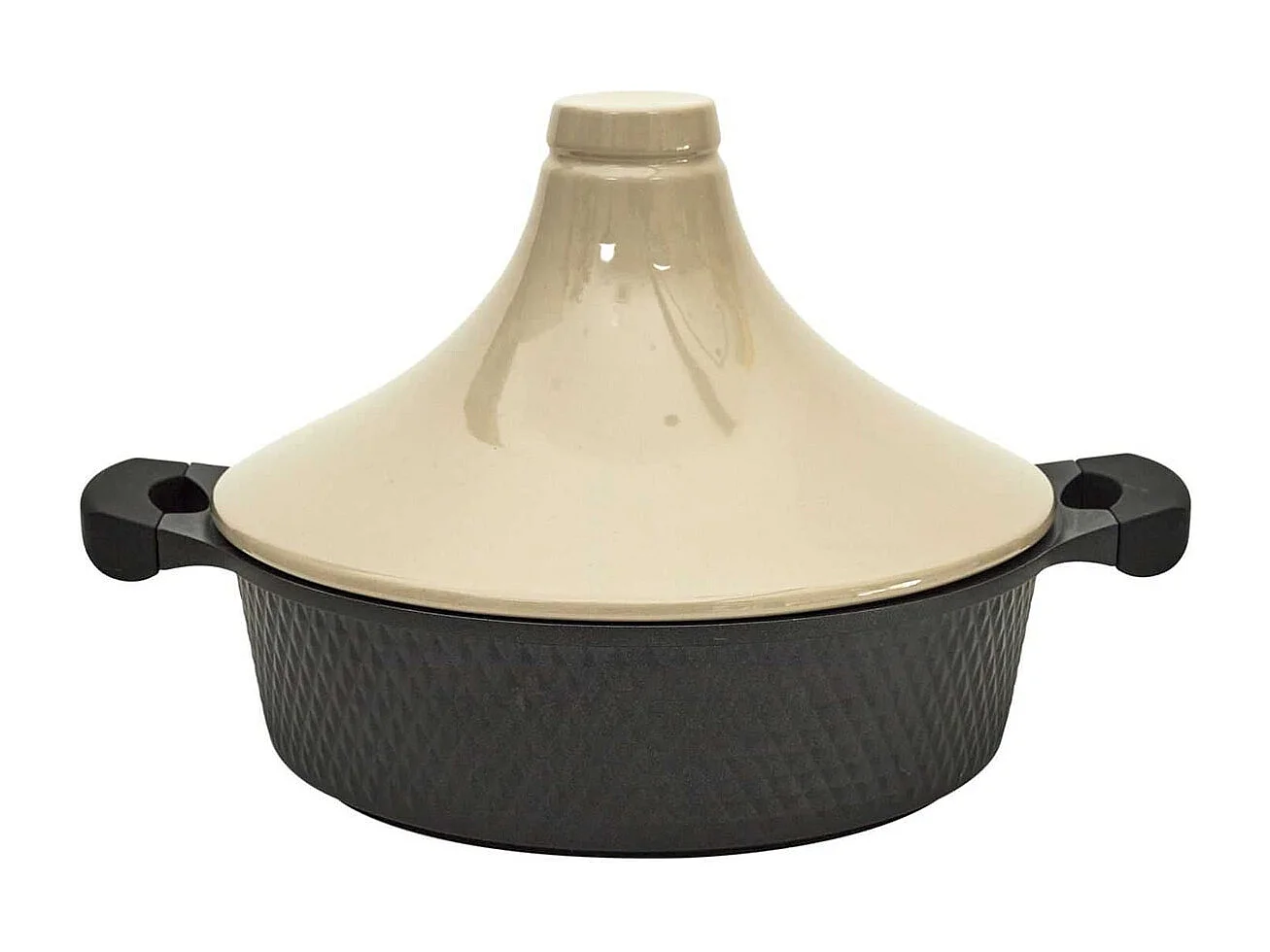 Plat à Tajine en Fonte d'Aluminium et Céramique Bicolore avec Poignées - HADIL