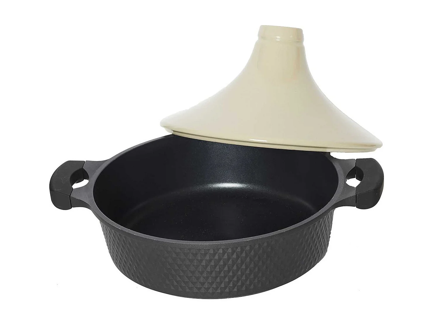 Plat à Tajine en Fonte d'Aluminium et Céramique Bicolore avec Poignées - HADIL