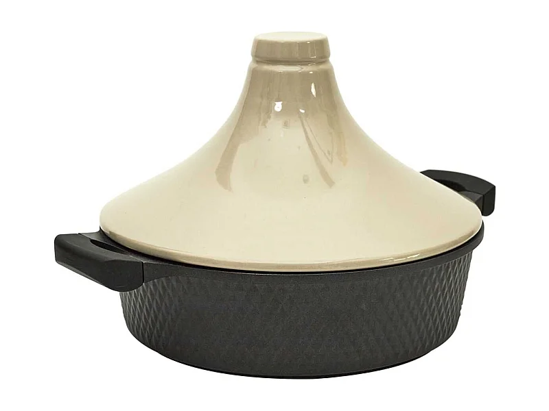 Plat à Tajine en Fonte d'Aluminium et Céramique Bicolore avec Poignées - HADIL