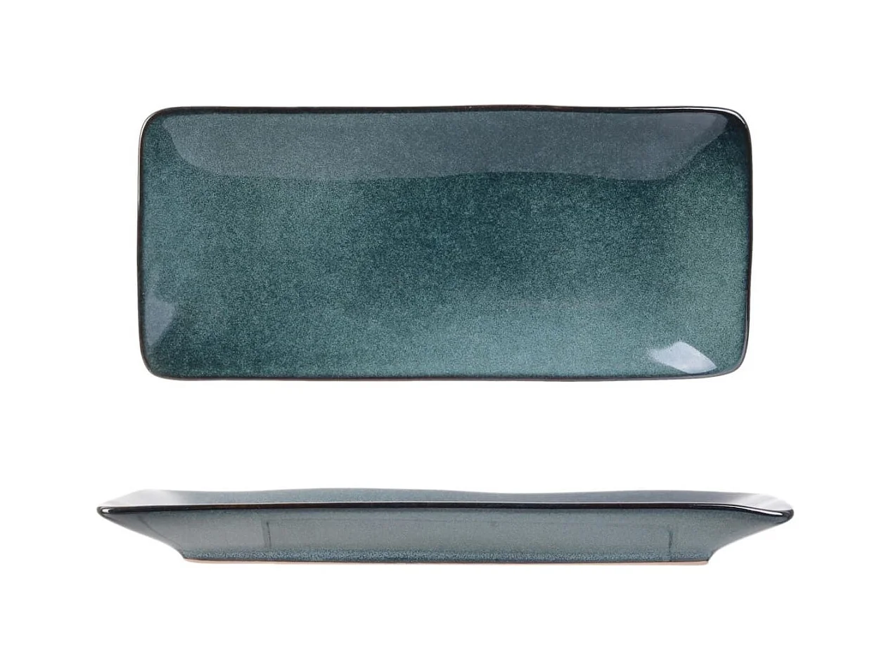Set de 2 plats rectangulaire en céramique au grés du temps bleu (22x10cm) - GALET