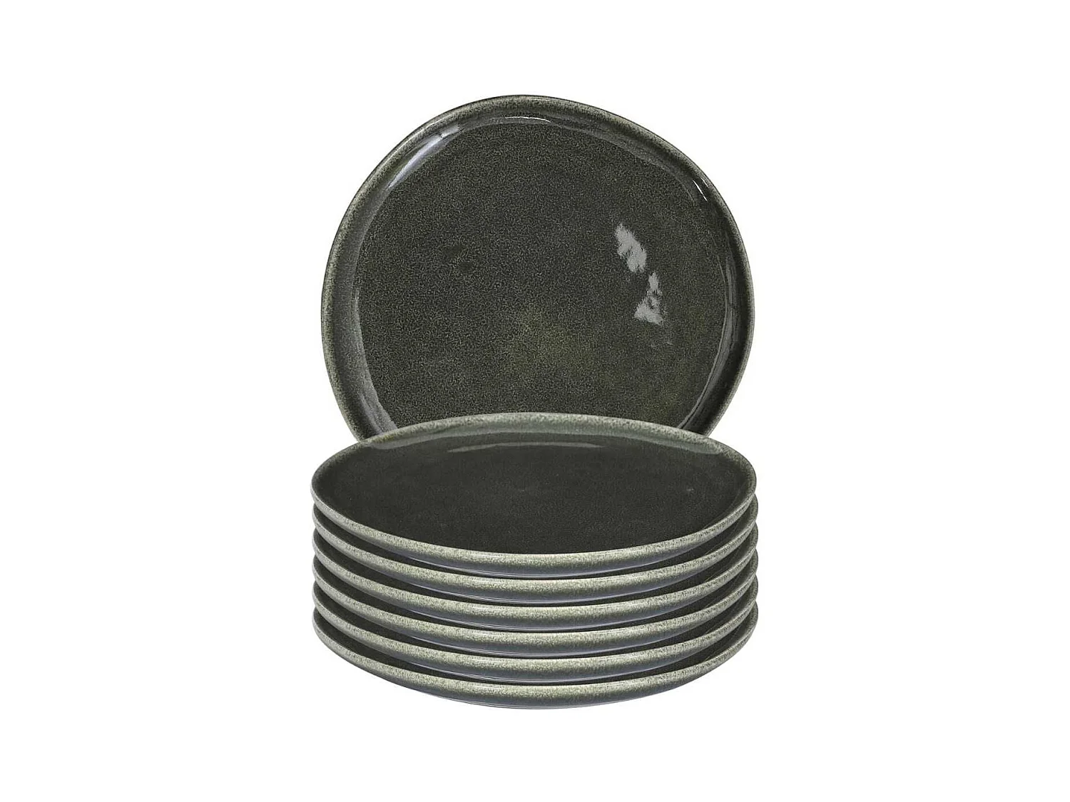 Set de 6 assiettes plates en céramique au grés du temps vert (Ø27cm) - MAKA