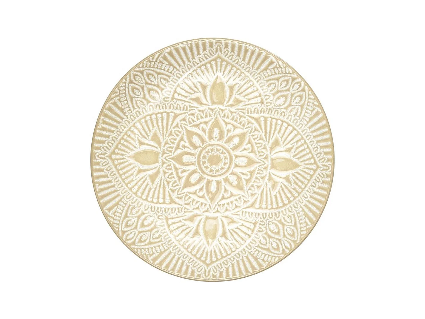 Set de 6 assiettes à dessert en céramique beige motif mandala (Ø19,5 cm) - AKKA
