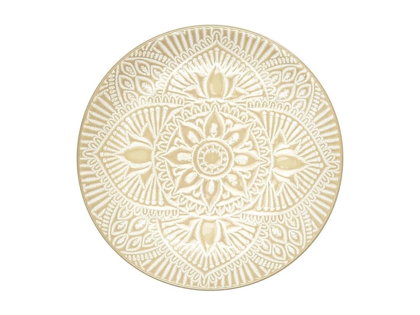 Set de 6 assiettes à dessert en céramique beige motif mandala (Ø19,5 cm) - AKKA