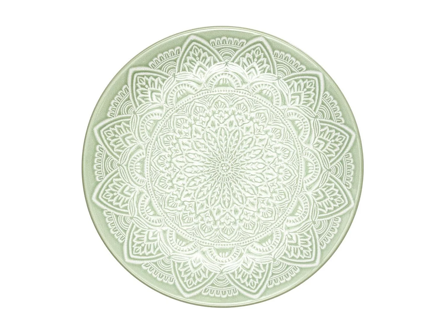 Set de 6 assiettes à dessert en céramique vert motif mandala (Ø19,5 cm) - AKKA
