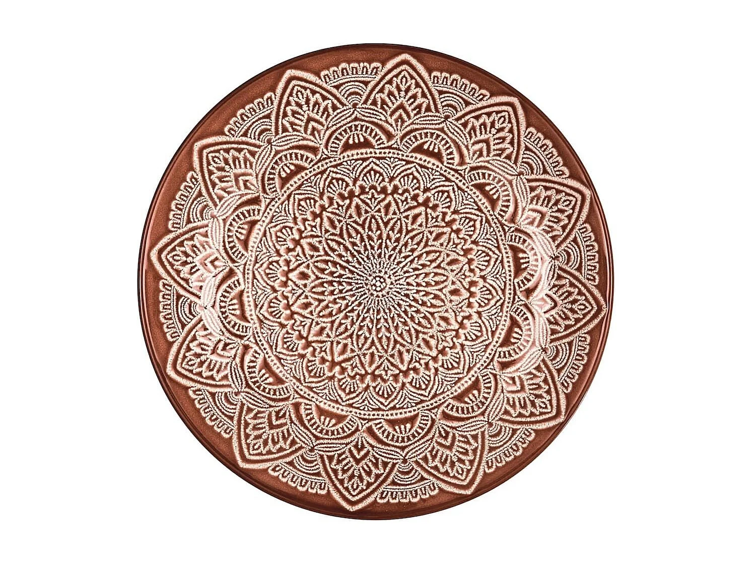 Set de 6 assiettes à dessert en céramique terracotta motif mandala (Ø19,5 cm) - AKKA