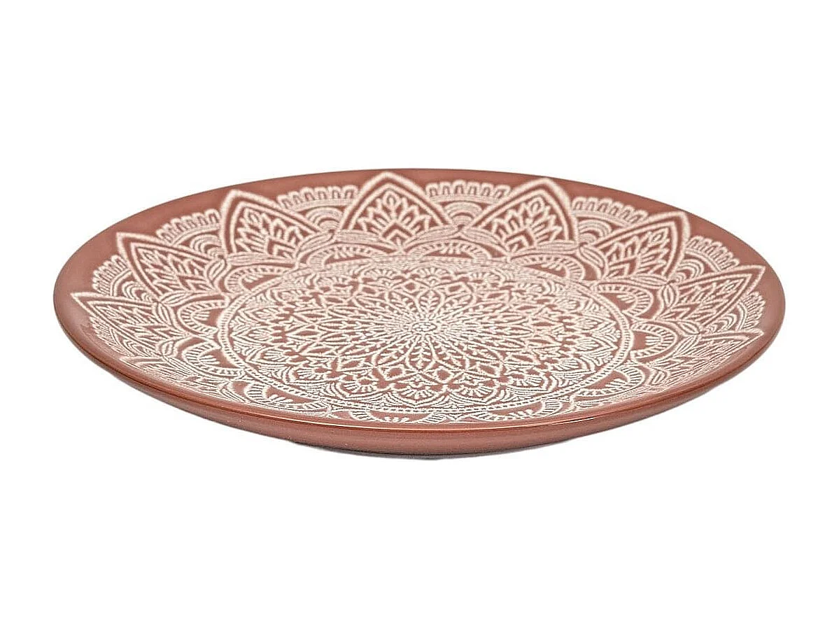 Set de 6 assiettes à dessert en céramique terracotta motif mandala (Ø19,5 cm) - AKKA