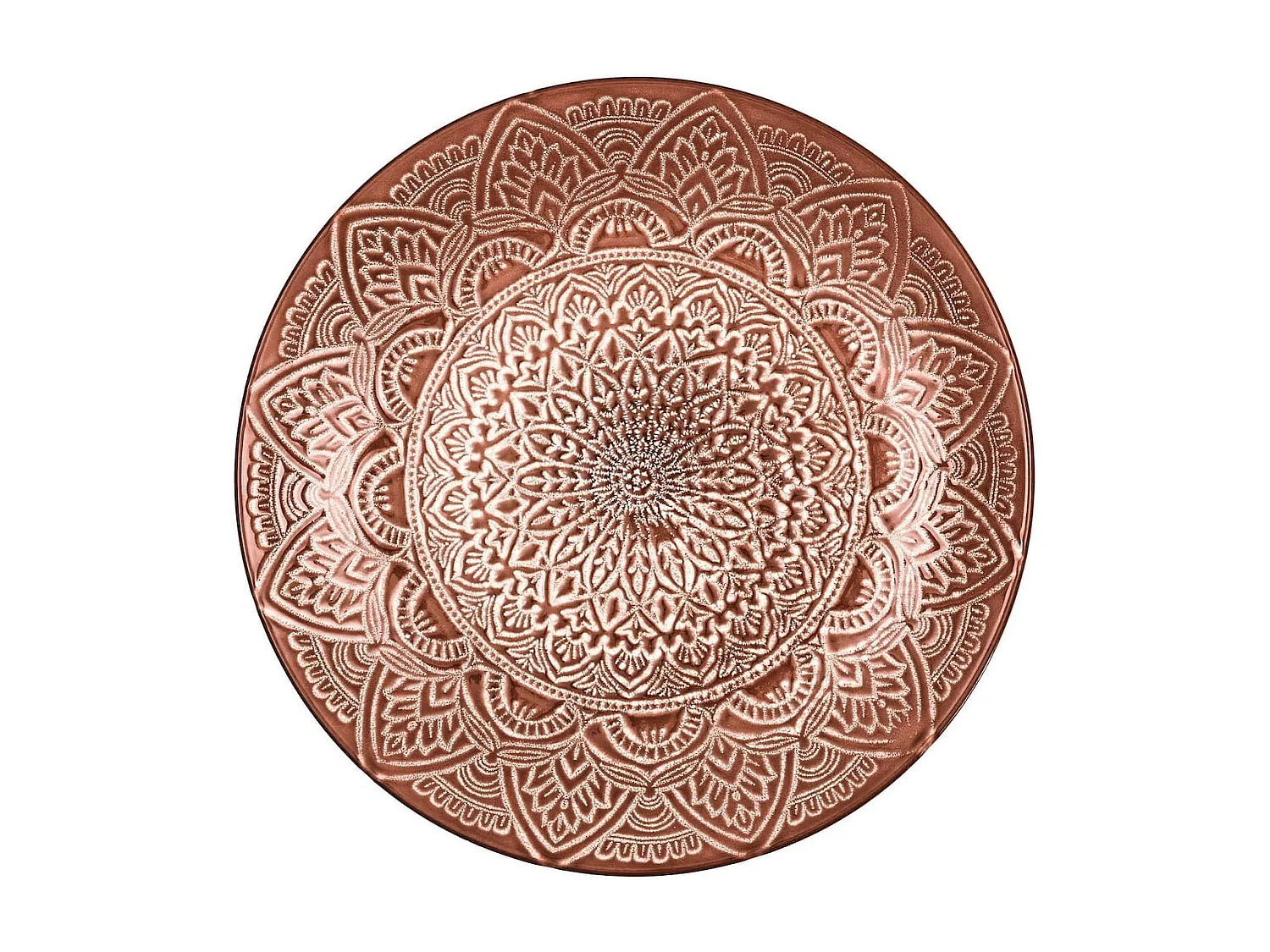 Set de 6 assiettes plates en céramique terracotta motif mandala (Ø27 cm) - AKKA