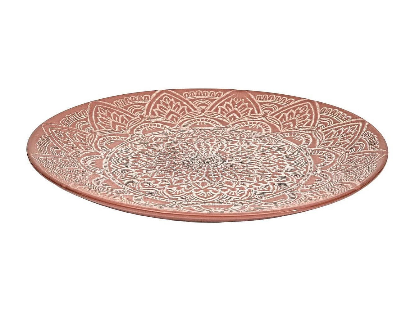 Set de 6 assiettes plates en céramique terracotta motif mandala (Ø27 cm) - AKKA