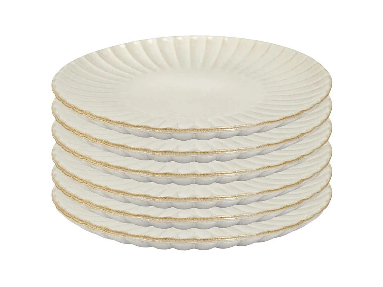Set de 6 assiettes plates beiges en céramique (Ø27cm) - SHELLY